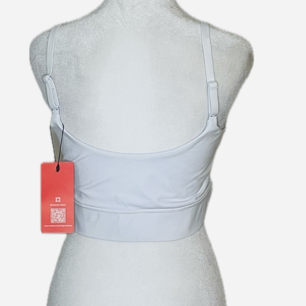 NWT The Gym People White Crop Tank Top Activewear Sports Bra Style – Size L - Picture 2 of 5